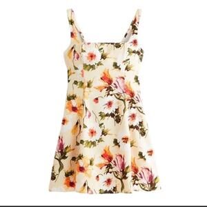 Abercrombie & Fitch Butter Yellow Floral Print Mini Easter Spring Dress, Size S